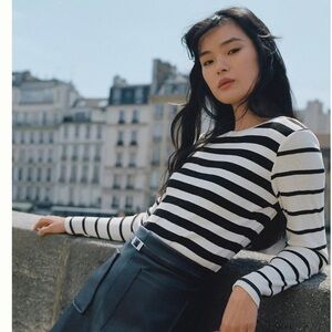 Anthropologie T.La Mixed Stripes Long-Sleeve Top Small LIKE NEW